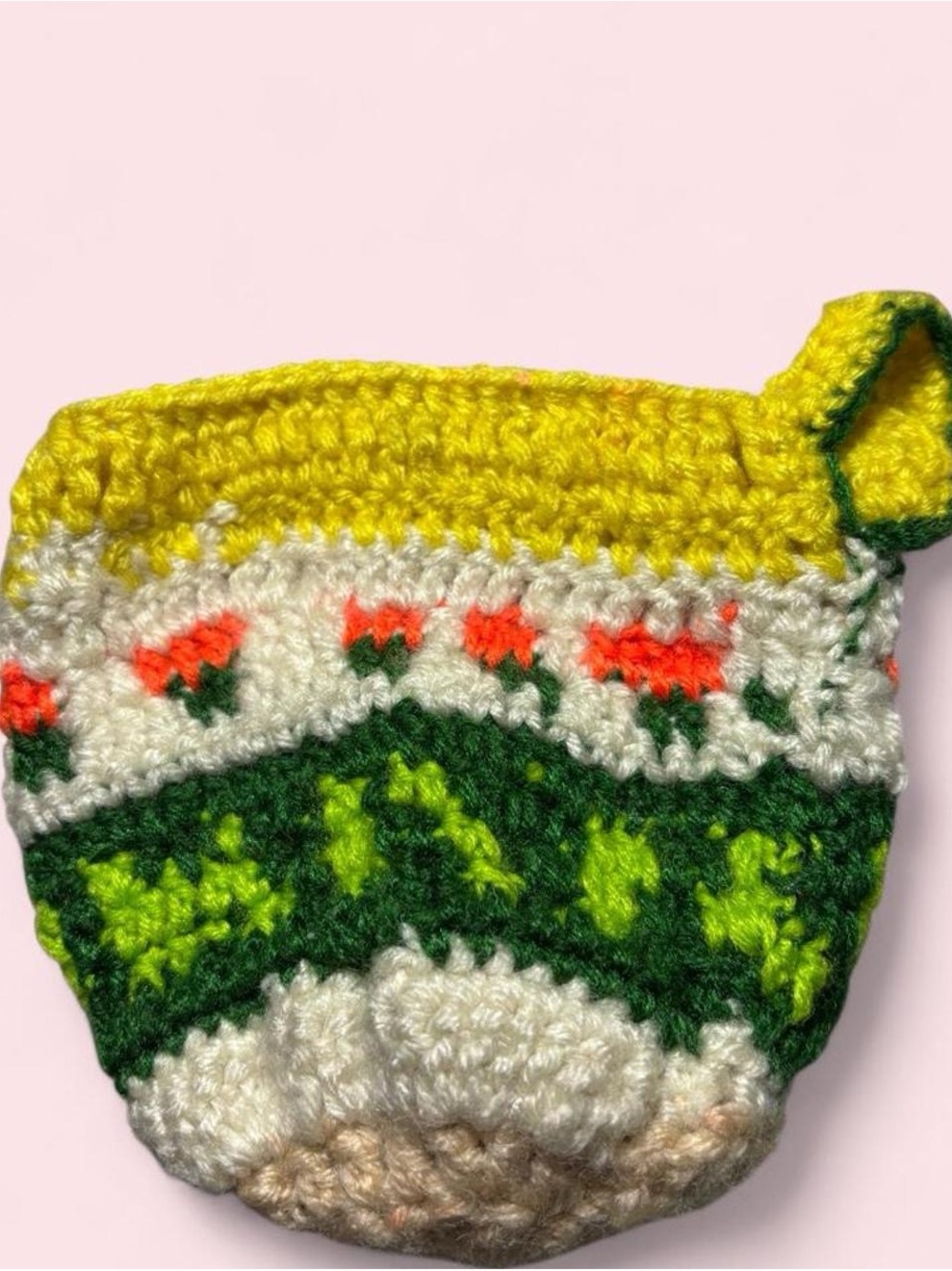 Handmade Yellow & Green Crochet Kids Mini Pouch
